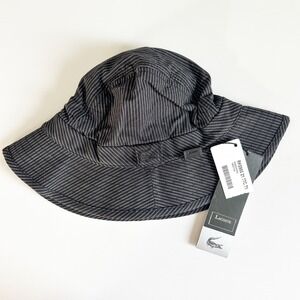 NWT Lacoste Unisex Summer Fisherman Sun Cotton Pinstripe Bucket Hat Black